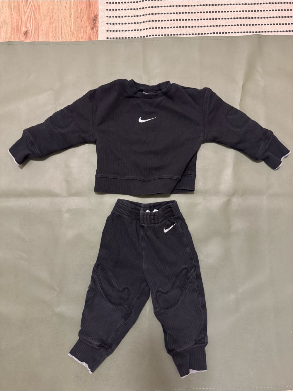 Nike Black Kids Sweatshirt & Joggers Set with White Swoosh